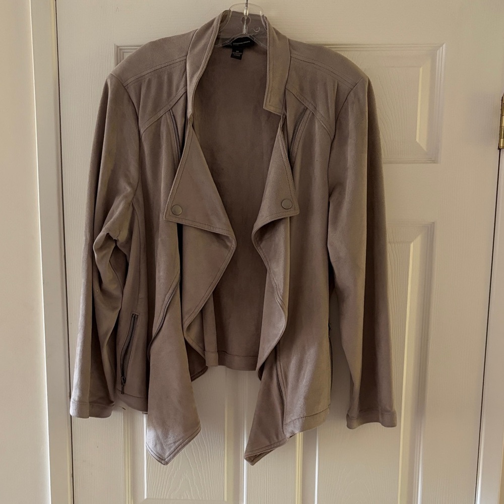 Sz 3X INC International Concepts Women's Taupe faux suede Jacket
